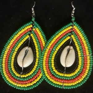 AfroEthio Bead & Cowry Shell Earrings